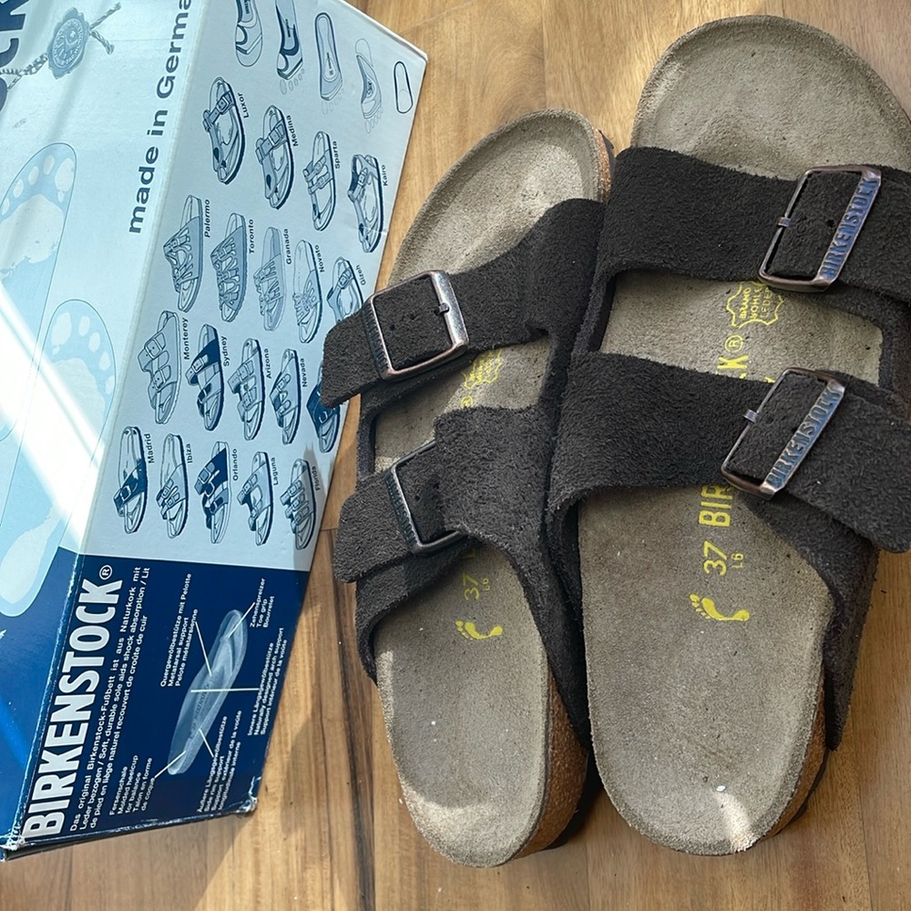 BROWN MOCHA Birkenstock Arizona suede leather 37 Narrow